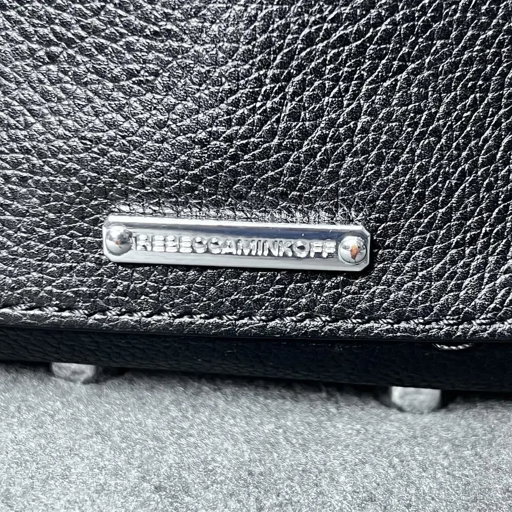 Rebecca Minkoff Regan Black Leather Crossbody Bag Silver Studs 9x6 Classic
